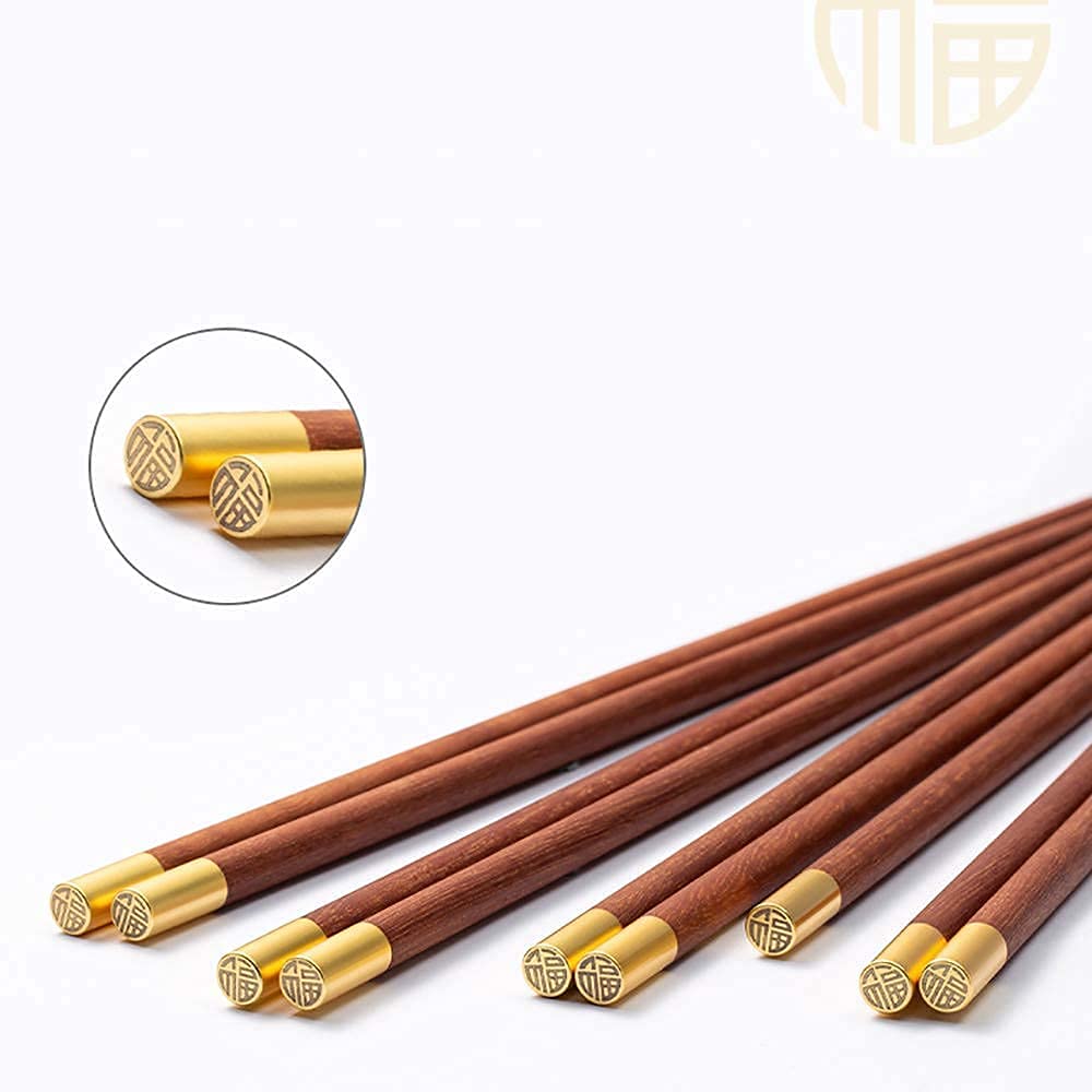 Baguettes japonaises réutilisables en métal, 10 Paires de Baguettes Naturelles réutilisables, Baguettes en Bois de Style Chinois, Coffret Cadeau pour Adultes et Enfants, Vaisselle