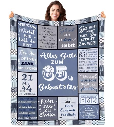 ZUCZUG Kuscheldecke Flauschige 65.Partyzubehör Dekorationen zum 65. Geburtstag für Frauen männer Geschenke Decke zum 65. Geburtstag Frau Mann Happy 65th Birthday Geschenke