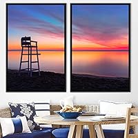 2 Piece Framed Canvas Wall Art Sunset Canvas Prints Home Artwork Decoration for Living Room,Bedroom - 16