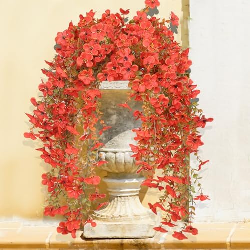 Fall Flowers Artificial for Decoration, 4 pcs Faux Mums for Outdoor Planters, UV Resistant Fall Porch Decor, Fake Mums for Yard Patio Lawn Garden, Autumn Silk Flowers Floral Decor
