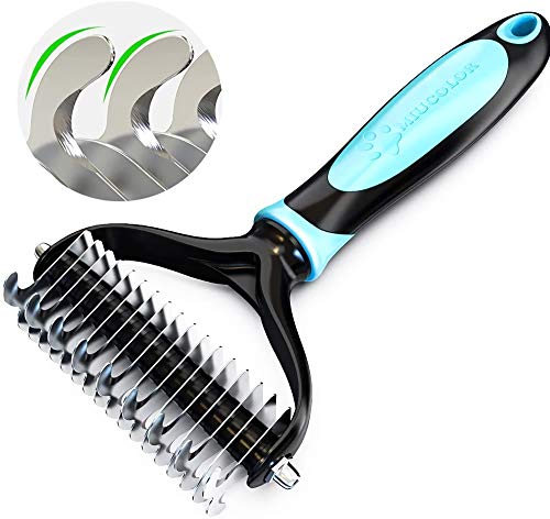 MIU COLOR Brosse Douce Anti-Poils pour Chien Chat et Cheval à Cheveux Longs ou Courts Outil de Deshedding Peigne de Toilettage Râteau de Démêlage Idéal pour Masser Les Animaux et Dénouer Les Nu009cuds