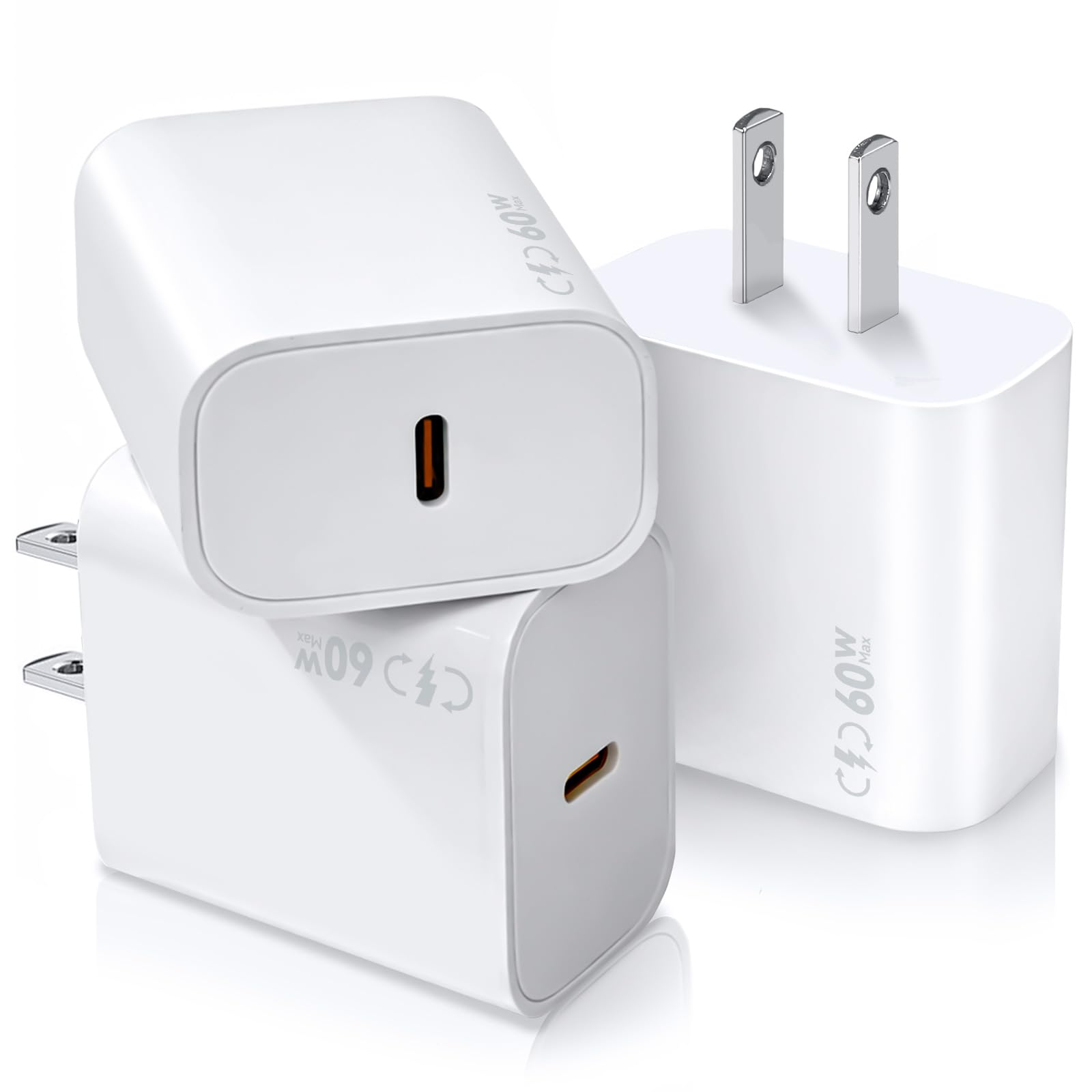 40-60W USB C Charger Block for iPhone 17 Fast Charging 3Pack USB Type C Charger Blocks Max Output