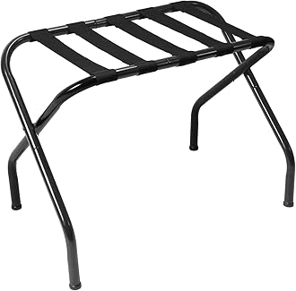 InHomFu Luggage Rack, Metal Suitcase Stand, X-Type Folding Luggage Stand, Heavy-Duty Luggage Holder for Guest Room, Bedroom, Hotel, Holds up to 110 lb, Black
