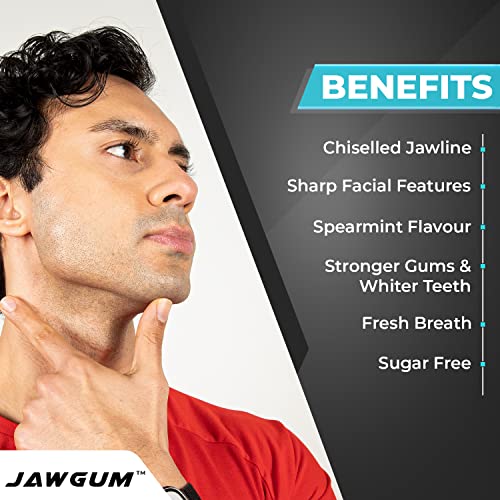 Image of JAWGUM 8g each Chewing Gum for Double Chin Reduction, Chiselled Sharp Jawline, Reduce Face Fat Exercise for Muscle of Jaw & Toned Face, 30 pack