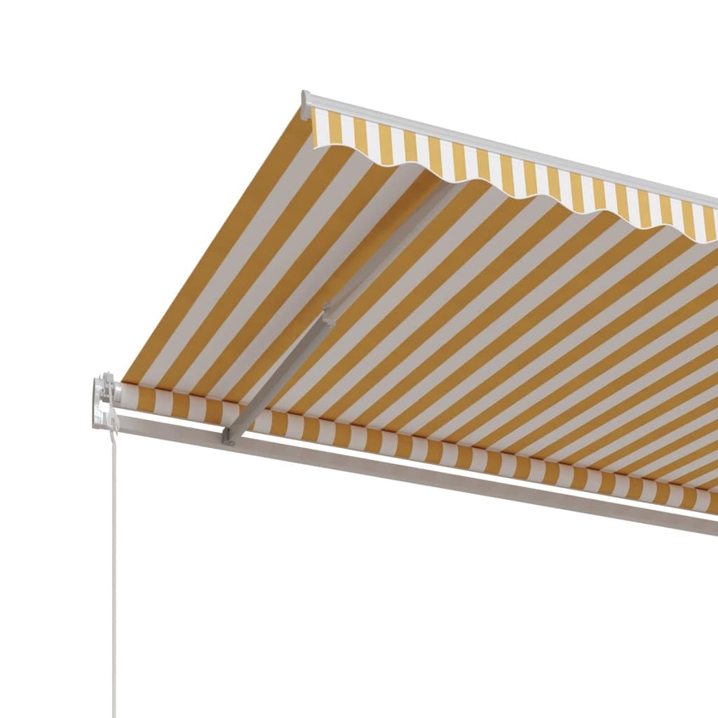 Einziehbare Markise, 600 x 350 cm, weiß, automatisch, mit Fernbedienung und manueller Kurbel, perfekt für Terrassen, Decks und Außenbereiche, wetterbeständig und einfach zu installieren Garden
