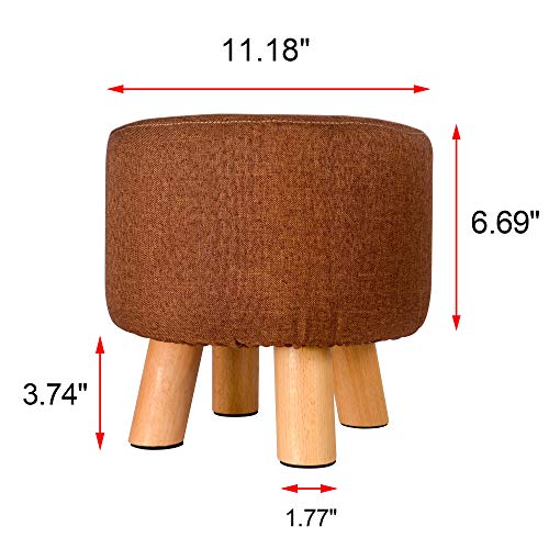 Banquinho de apoio de pé Otomano acolchoado em tecido redondo (marrom)