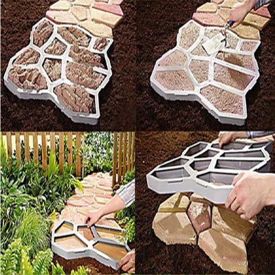 Walk Path Maker, 2 Packs Plus Size: 18.9 X 18.9 X 1.8 Inch Pathmate Stone Moldings Paving Pavement Concrete Molds And Foams Stepping Stone Paver Walk Way Cement Mold #TOP6
