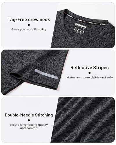 MAGCOMSEN Camisetas Manga Corta Hombre Deporte Secado Rápido Cuello Redondo Gimnasio Entrenamiento Running Deportiva Transpirable Fitness Ropa - imagen 6