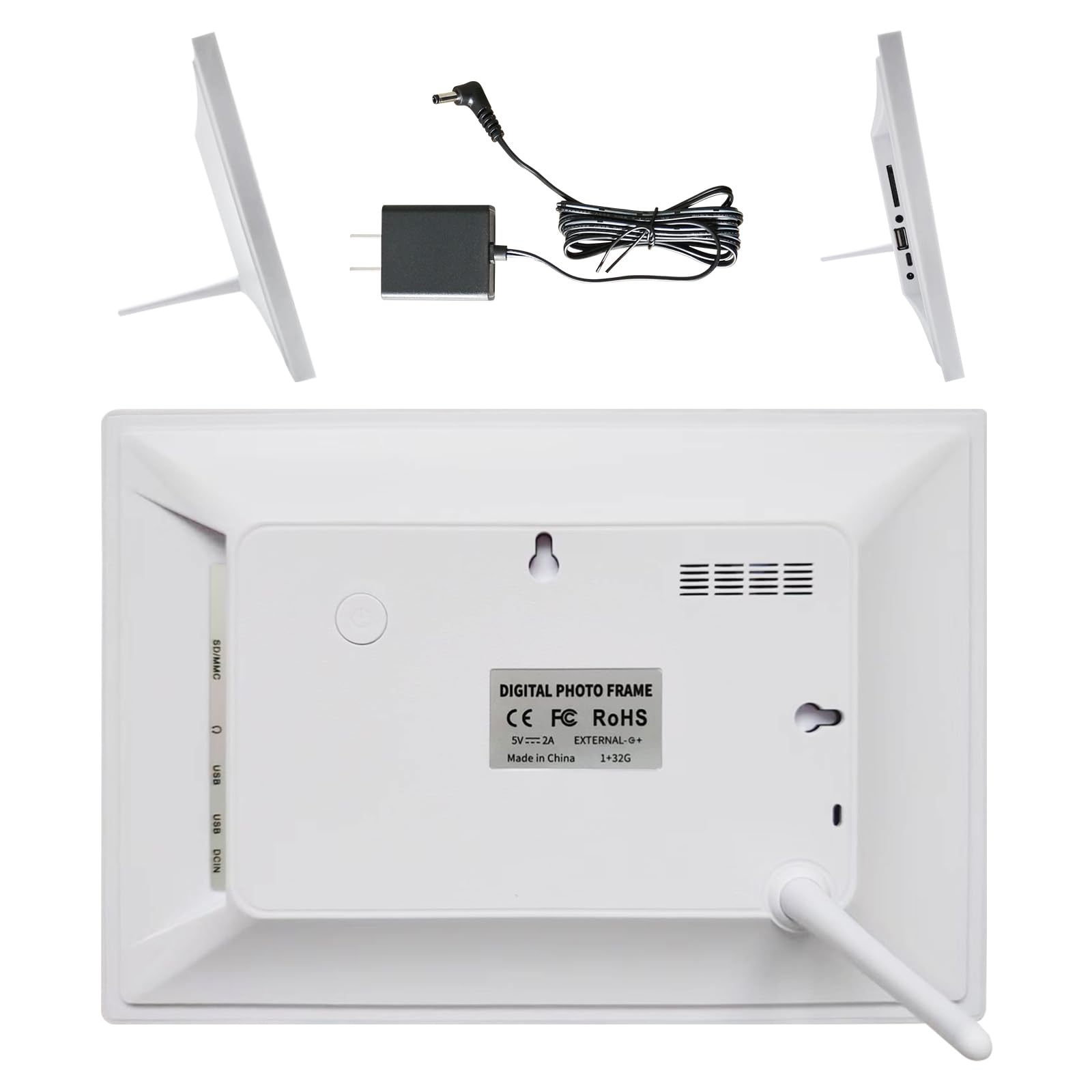 Digitaler Bilderrahmen Groß, Frameo Digital Photo Frame HD IPS Touchscreen - 10,1 Zoll, Elektronischer Bilderrahmen mit WLAN, 32GB, Auto Drehung, Wandmontierbar, Fotos/Videos teilen - Weiß