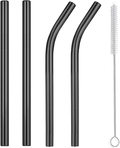 Miniatura 9 de Vinaco Pajitas reutilizables para batidos y batidos de leche de 0.4 pulgadas de ancho, juego de 6 pajitas de acero inoxidable de 8.5 y 10.5 pulgadas