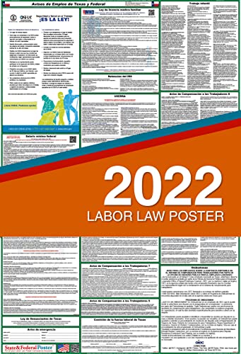 (Spanish) 2022 Texas All-in-One Labor Law Posters (Laminated) OSHA Compliant 27 x 40 inch