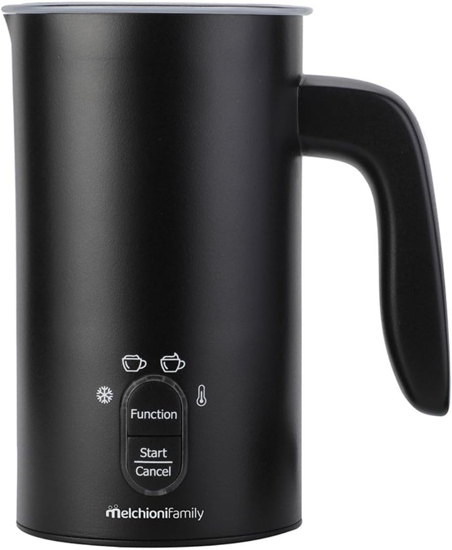 Melchioni Family Milky - Espumador de leche eléctrico, capacidad 300 ml, 4 en 1, apagado automático, espuma fría y caliente, chocolate caliente, capuchino como bar
