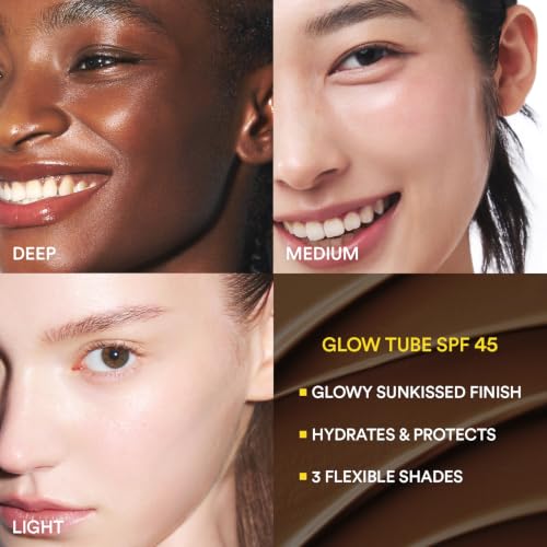 Image of Abib Dewy Tinted Sunscreen SPF 45 (Deep), UV Broad Spectrum, Daily Face Moisturizer, Skincare Infused Glow Tube, Mineral&Chemical Hybrid Filter, Lightweight Natural Coverage Korean Skincare 1.69 fl oz