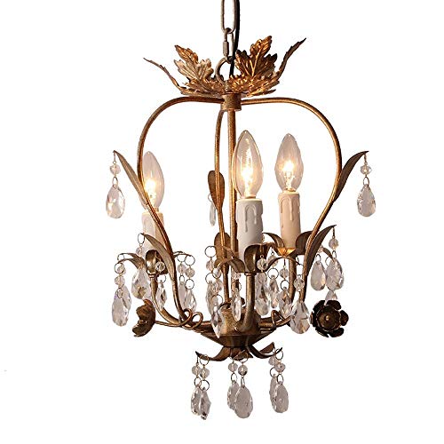 Chandelier cristal K9 haut de gamme style country salon suspendu doré