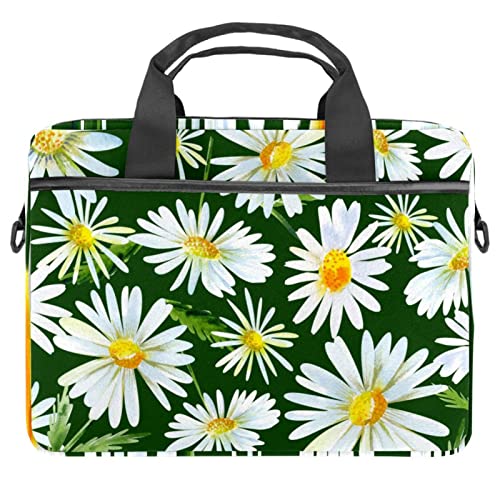Sacoche ordinateur portable 13-14 pouces à motif marguerites blanc et multicolore