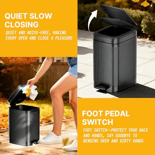 Image of Dog Poop Trash Can Outside 2.7Gal Dog Waste Trash Can with Lid Odor Control | Outdoor Trash Can with Lid Foot Pedal, Outdoor Dog Poop Trash Can with 20 Bags,Pet Waste Trash Can with Lid Soft Close, Black