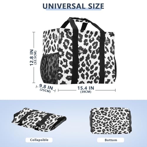 Nander Beautiful Leopard Print Texture Foldable Tote Bag Waterproof Sandproof Women Beach Bag Handbag Gym Bag2