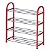 HJKGSVdv Zapatero organizador de almacenamiento estantes de almacenamiento para puerta interior desmontable de plástico de cuatro capas, color rojo