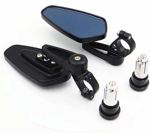 Miniatura 3 de Espejos retrovisores (derecho e izquierdo) LeaningTech con marco de aluminio negro para motocicletas, para instalación universal en extremos de las