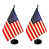 2 Pack American Desk Flag, USA US Table Flag, US Diplomat Flag Set- American Flag,Office Flag,Table