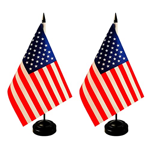 2 Pack American Desk Flag, Usa Us Table Flag, Us Diplomat Flag Set- American Flag,Office Flag,Table Decoration, 8 X 5.5 Inches - Vivid Color And Fade Resistant #TOP18