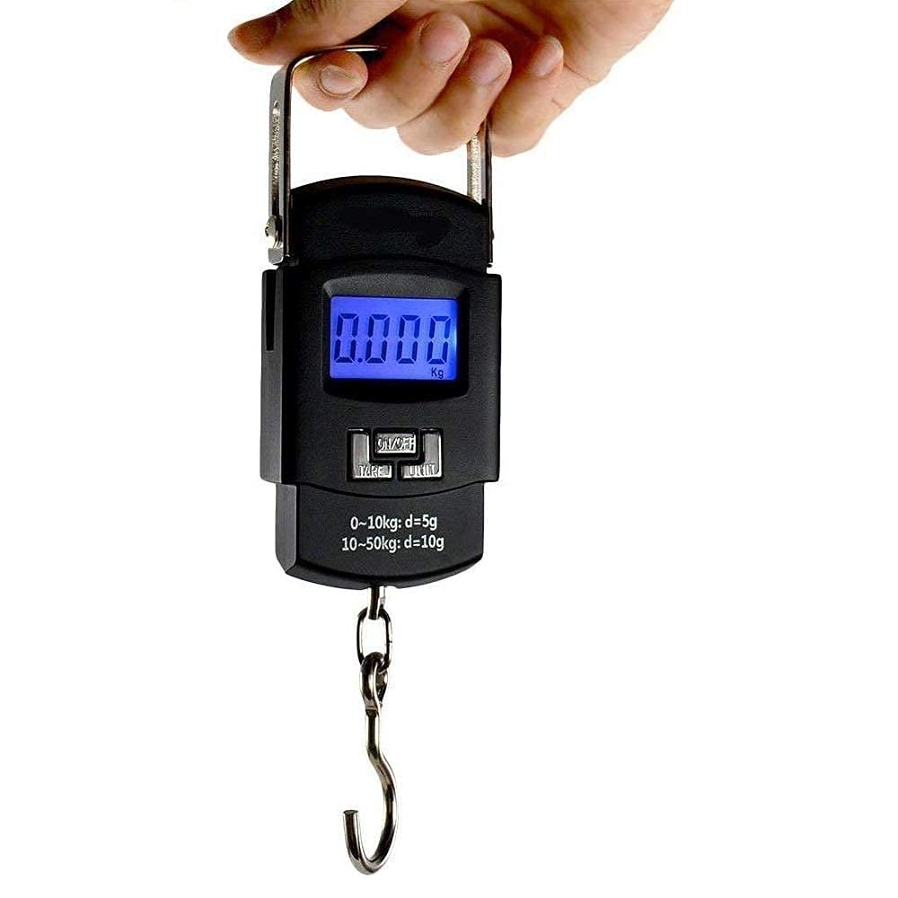 K D EnterpriseKD Electronic Balance Portable Hook Digital Hanging Luggage Weighing Machine with Backlite LCD Display Screen, Weight 110 lb/50 Kg(Black)