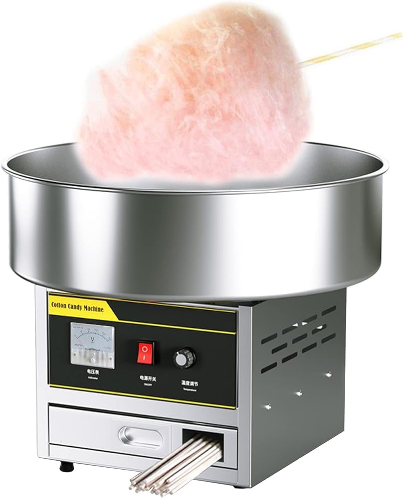 Macchina commerciale per zucchero filato da 1200 W, produttore professionale di zucchero filato, per feste di compleanno, argento (colore: argento)