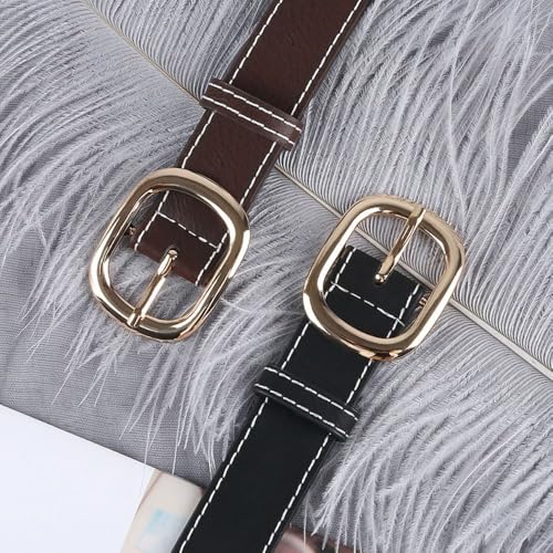 PU Belt Trendy Women Versatile Pin Buckle Waistband Luxury Design Waist Strap Waist Decoration(Black)3
