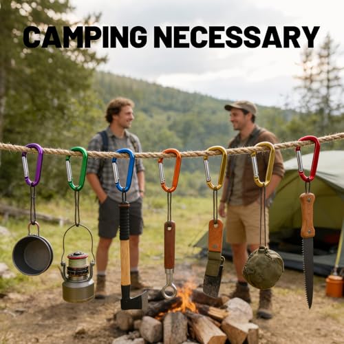 Image of 12PCS Carabiner Keychain Clip - 3 inch Aluminum Caribeener Key Clip,D Ring Shape Nonlocking Carabeaner Hook Buckle,Multi-Function Spring Snap Key Clips Tool for Home,Camping,Hiking,Traveling,Backpack