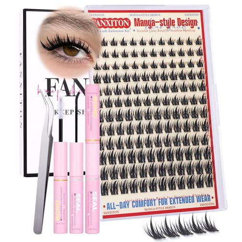 Image of Fairy Lash Clusters Spiky Eyelash Extensions Wispy Individual Lashes Lashes Extension 8-14mm DIY Soft Eyelash Clusters 144Pcs Lash Bond and Seal and Tweezers for Lash Clusters Kit DIY at Home