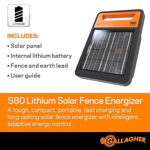 Gallagher S80 Solar Electric Fence Charger | Powers Up to 25 Miles of Electric Fencing | Lithium Battery Technology | 0.8 Joule Solar Energizer for Poultry, Livestock, Gardens, and Wildlife Exclusion by Gallagher - Image 2