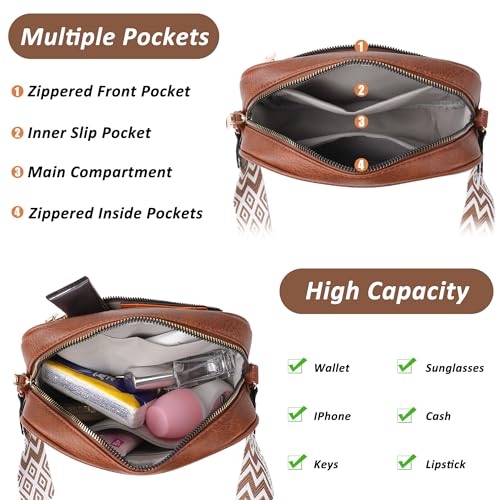 Image of TANTOMI Crossbody Purses for Women Leather Purse Shoulder Handbags with Wide Strap, Small Crossbody Bags for Women Travel