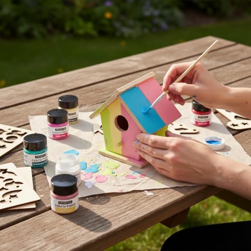 Image of Little Birdie Fabric Paint Set 12 colours X 20ml each | Paint for Fabric, Canvas, Paper, Wood, Furniture, DIY Craft, Home Decor | Multi Surface Paint