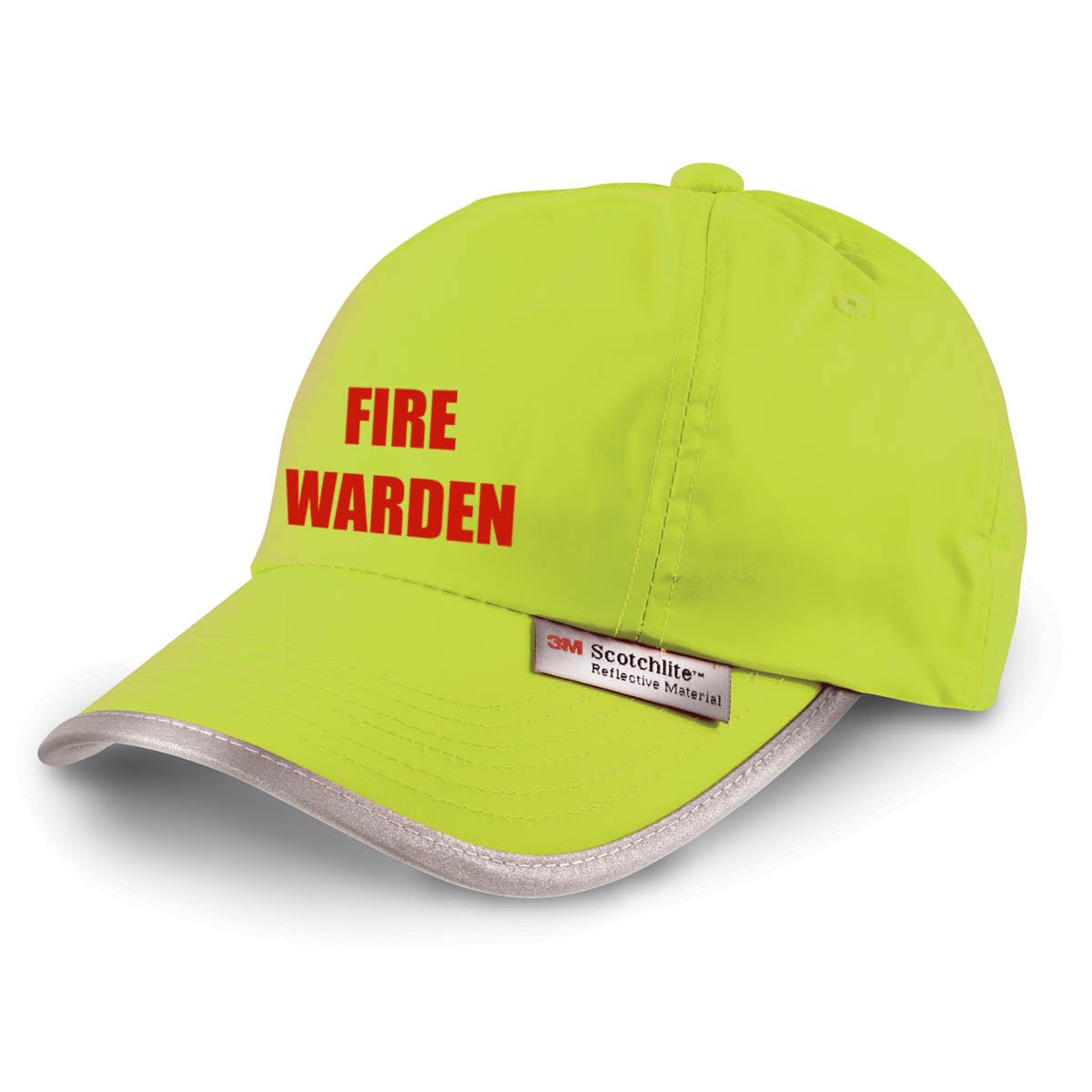 Workwear World Printed 'Fire Warden' Site Safety Officer Fluorescent Yellow Hi Visibility Reflective Trimmed Baseball Cap Hat