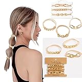 Gold Bracelet Hair Ties With Gold Elastics Hair Ties- 6 PCS Gold Hair Ties, Bracelet Hair Ties for W