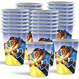 HYOUNINGF 30 Counts Princess Belle Party Paper Cups for Beauty and the Beast Birthday Party Decorations Supplies