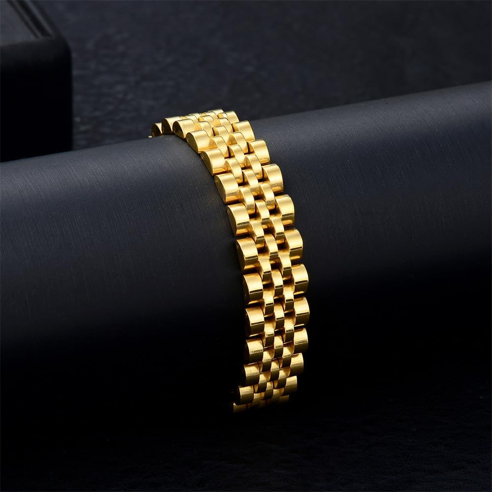 MYNENEY 10mm mens stainless steel bracelet Watch link chain bracelet for men Silver/Gold/Black-7.48/7.68/8.27 Inch Length Classic men Jewelry - Image 5