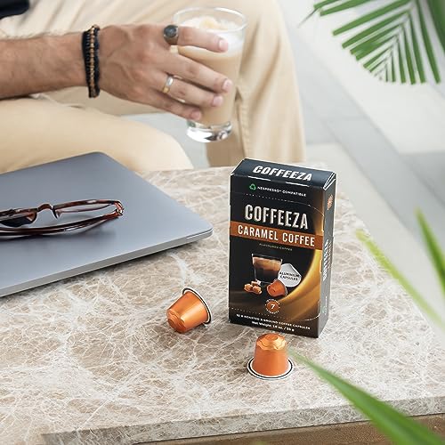 Coffeeza Caramel Flavoured Coffee Capsules, Intensity -7 | Aluminium Coffee Pods |100% Arabica Coffee | Box of 3 (30 Capsules) | Brew Cold/Hot Coffee - Image 6