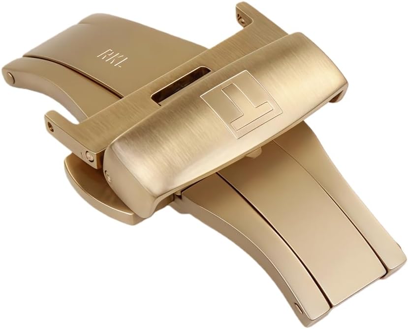 Brushed Stainless Steel Watch Deployment Clasp Double Push Button Butterfly Buckle Replacement Leather Strap for Tissot