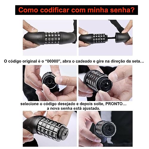 WEST BIKING - Cadeado Corrente Bicicleta Portátil Trava De Bike Capacete Combinação Números