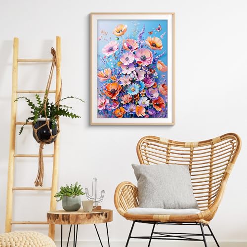 FILASLFT Wild Flowers Diamond Art Kits for Adults,Diamond Painting Kits for Beginners Flower,DIY 5D Full Round Drill Gem Art Painting Kit,Perfect Choice for Decoration and Gift-12x16in — view 4
