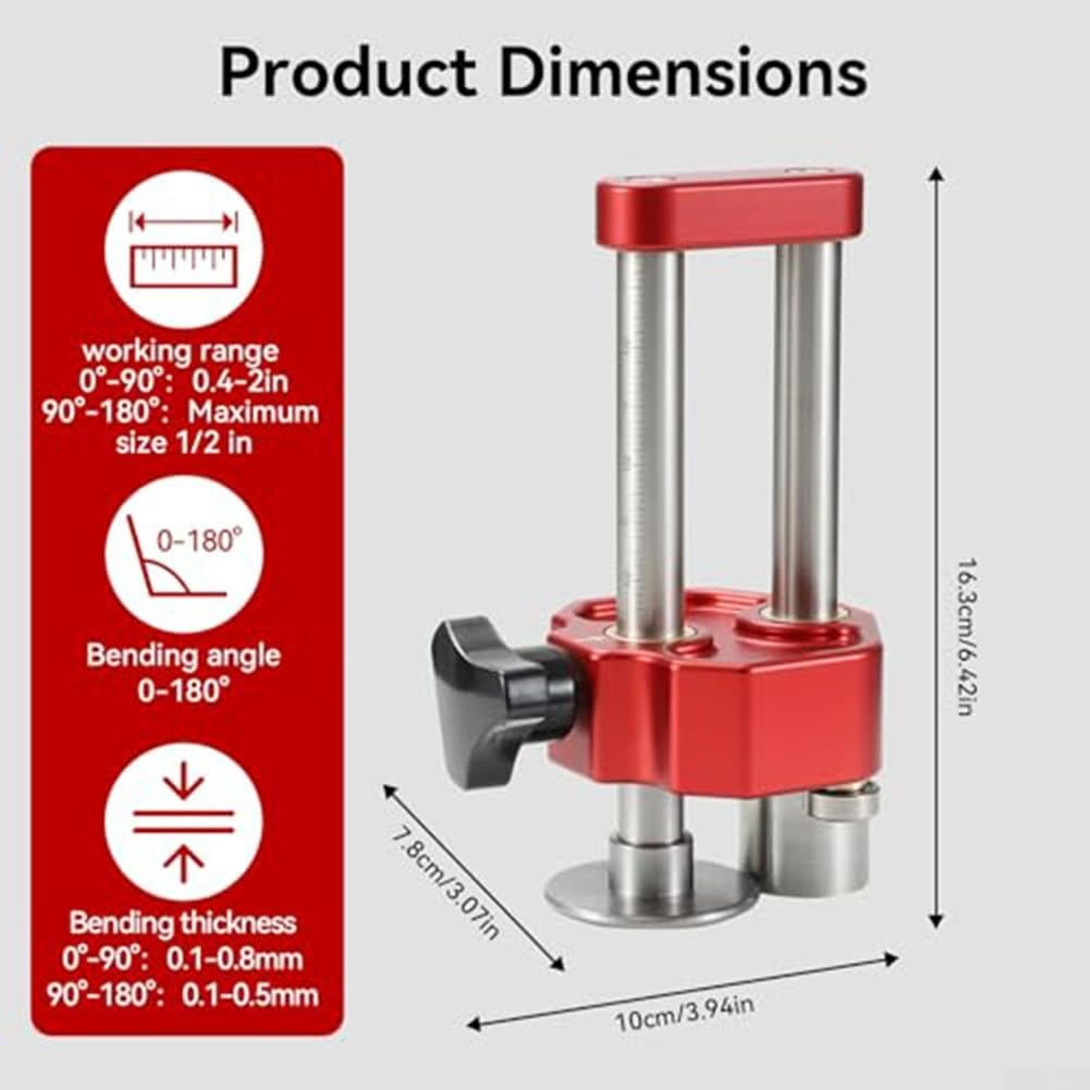 Outil de cintrage de tôle, 15,2 cm entièrement métallique, incurvé de 0 à 180 degrés pour la formation de surface, jauge de profondeur réglable, poignée en alliage d'aluminium pour projets de