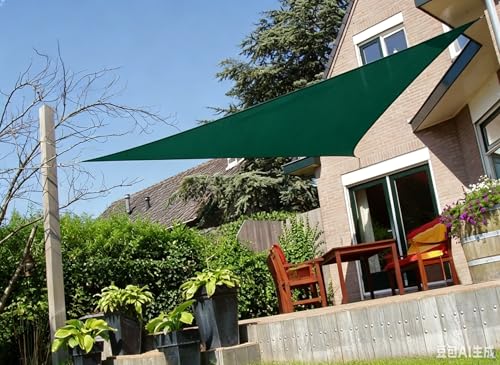 LyShade14' x 14' x 14' Dark Green Colour Triangle Sun Shade sail Canopy Awning for Garden Deck Pool Patio pergola Backyard Sandbox Outdoor Sun shade-90% Sun Shade, Higher u.v. Block