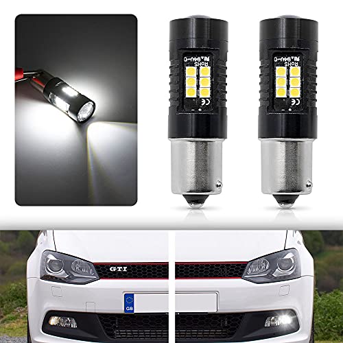 NSLUMO BA15S 1156 P21W 7506 - Bombillas LED DRL de repuesto para 2009-2014 Volks Polo MK5 GTI 6R, luces LED de circulación diurna, 2 unidades, xenón blanco LED DLR City