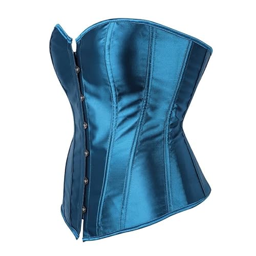 Corset Corselet Espartilho Modelador Acetinado Linha Casual Tam 36 a 56 Azul Aço M400