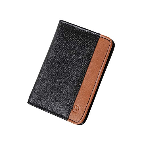 Carteira Masculina Mini Couro Legítimo M.ART Porta Cnh Cartão 315 (Preto com havana)