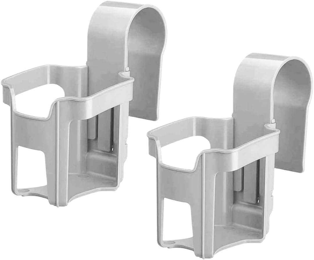 2-Pack Cup Holders For Above Ground Pool | Adjustable Drink Holder For Square Top Pools Only | Grey | Must-Have Pool Accessories | Use For Boat, Deck, Balcony | Made In