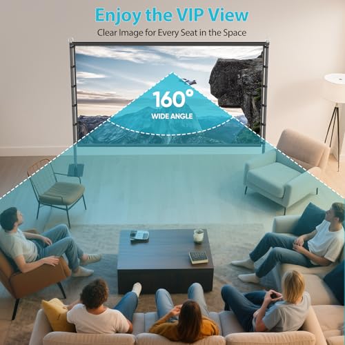 Image of 120 Inch Projector Screen with Stand, Portable Outdoor Movie Screen | 120-inch projector screen with upgraded 4-hole base plate for stability, and quick setup with carry bag for indoor outdoor