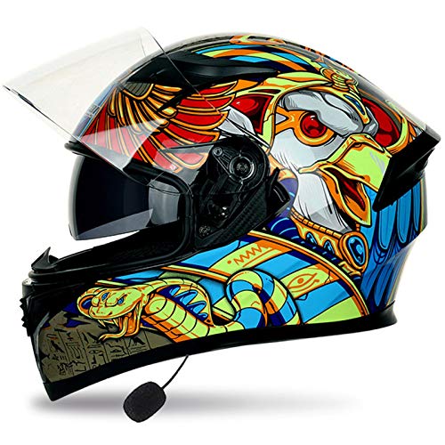 ZLYJ Cascos De Motocicleta con Bluetooth, Modular Abatible hacia Arriba, Delantero, Casco Integral con Visera Doble, Cascos para Adultos Aprobados por ECE D,L(59-60cm)