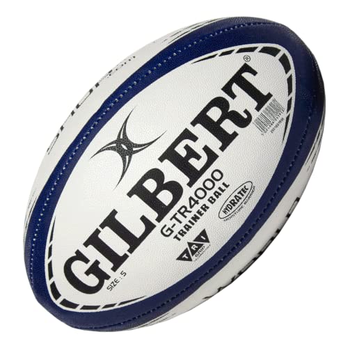 World Rugby Shop X Gilbert G-TR4000 Rugby Ball Size 5 - Durable Rugby Equipment - Triangular Surface Grip - 3 Ply Construction - Navy